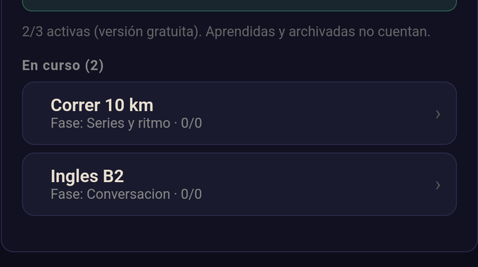 Habilidades de HeroPath partidas en fases, con su progreso