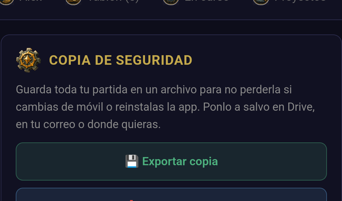 La copia de seguridad de HeroPath: exportar la partida a un archivo propio